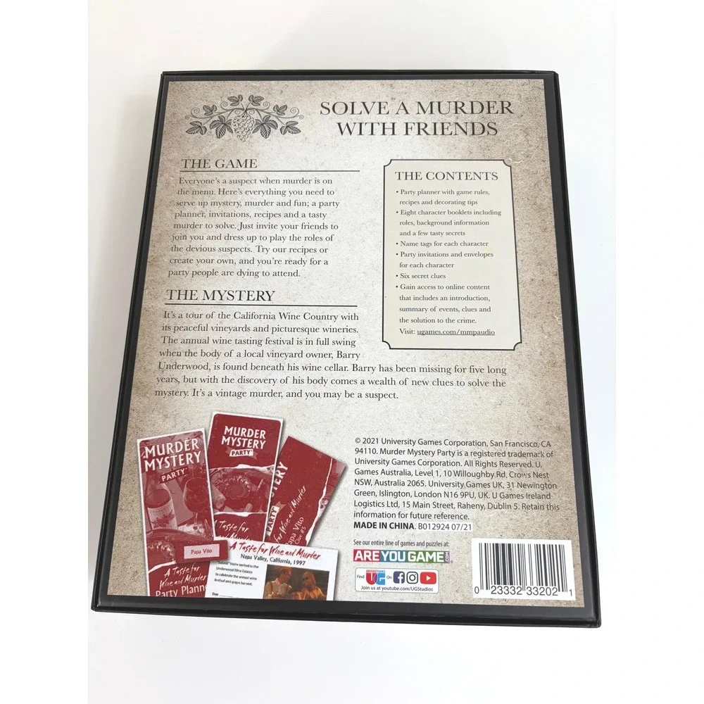 Wine And Murder A Murder Mystery Party Game NIB